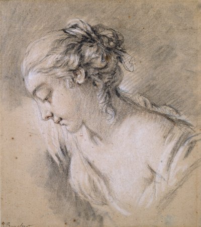 Busto de una niña de perfil a la izquierda, mediados del siglo XVIII de François Boucher