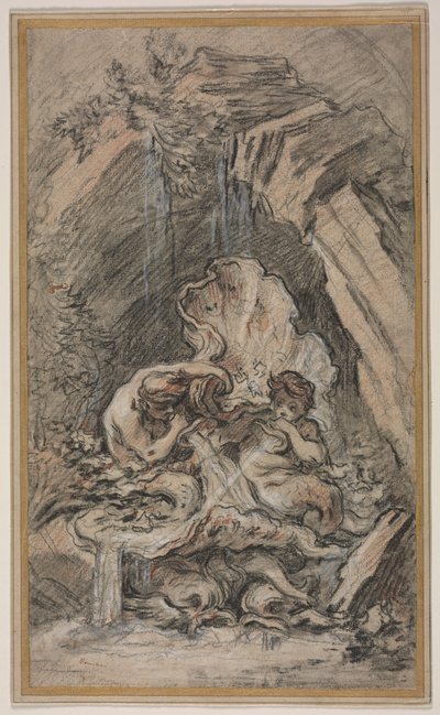 Fuente con Dos Tritones Soplando Conchas de François Boucher
