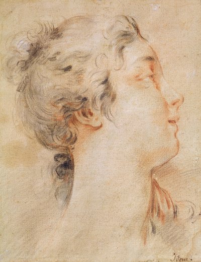 Cabeza de una mujer girada a la derecha de François Boucher
