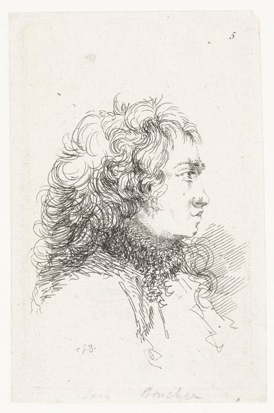 Cabeza de un joven Conjunto de pequeñas piezas de género y titulares. de François Boucher