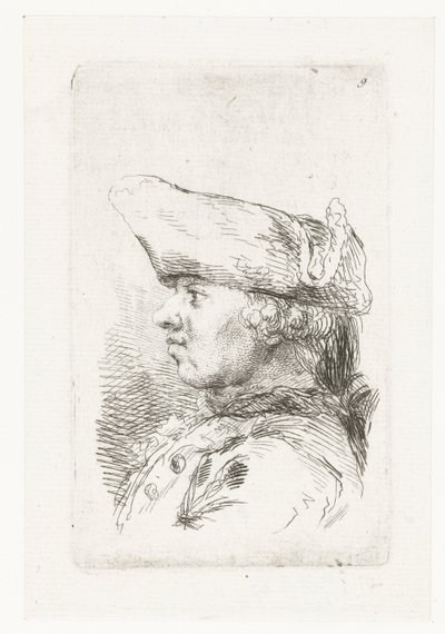 Cabeza de hombre con tricornio Conjunto de pequeñas piezas de género y encabezados (título de la serie) de François Boucher
