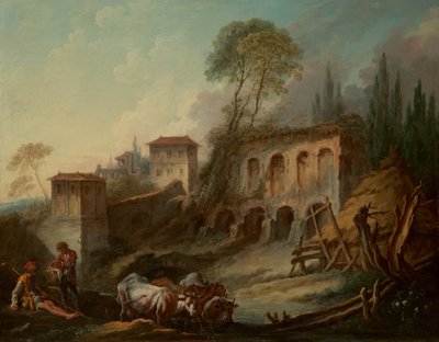 Paisaje Imaginario con la Colina Palatina desde Campo Vaccino de François Boucher