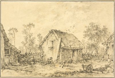 Paisaje con cabaña rústica de François Boucher