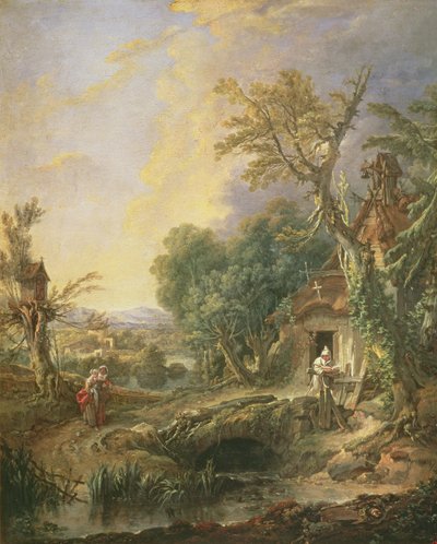 Paisaje con un ermitaño, 1742 de François Boucher
