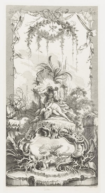 Léda en Nuevos conceptos para pantallas [Morceaux pour des paravents] de François Boucher