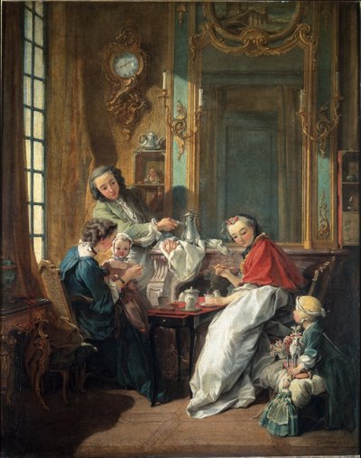 Escena de almuerzo en un interior burgués de François Boucher