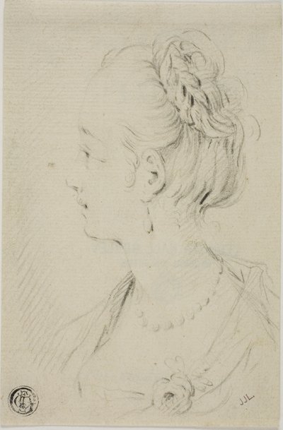 Busto de perfil de mujer joven de François Boucher