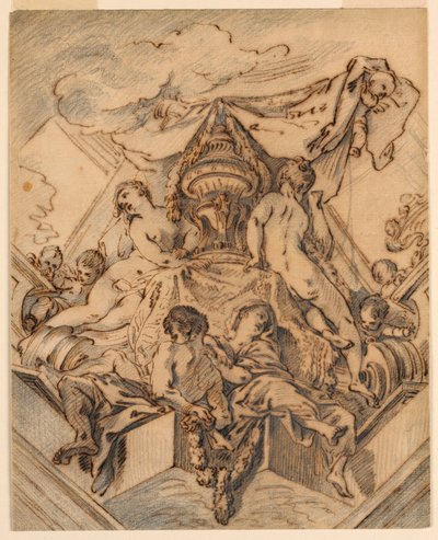 Proyecto para un motivo de esquina de un techo pintado de François Boucher