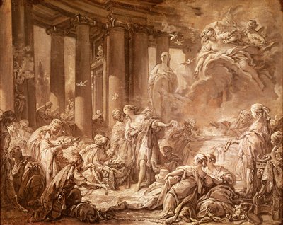 Psique recibiendo los honores divinos (estudio preparatorio), c.1740 de François Boucher