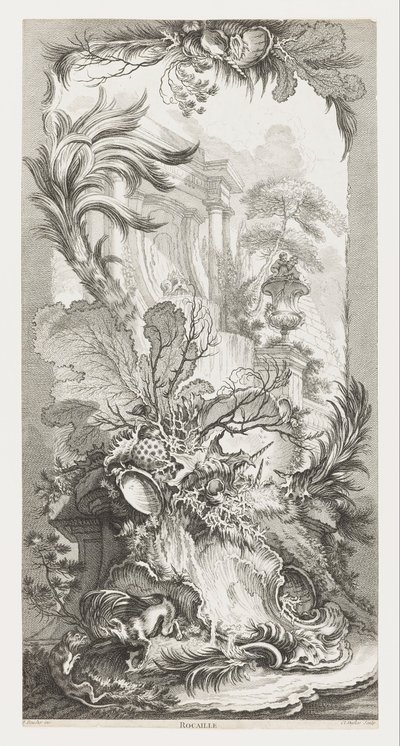 Rocaille [Diseño rococó], en Nouveaux Morceaux pour des Paravents [Nuevos conceptos para las mamparas]. de François Boucher