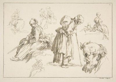 Hoja de bocetos, 1753 de François Boucher