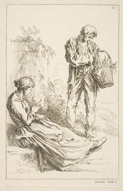 Hoja de bocetos, 1753 de François Boucher