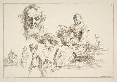 Hoja de bocetos de François Boucher