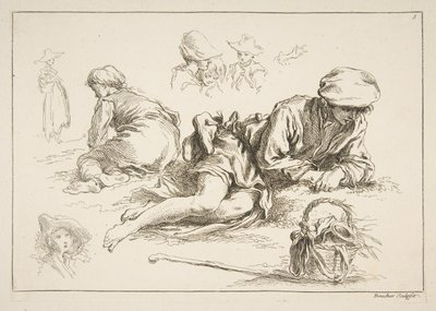Hoja de bocetos de François Boucher