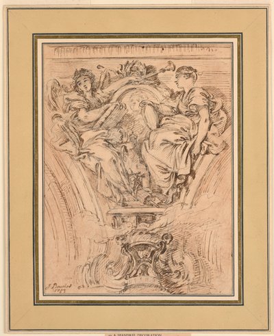 Decoración de spandrel: Fama y Verdad aplaudiendo a Luis XV de François Boucher