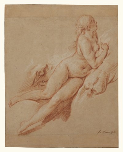 Estudio de un desnudo reclinado de François Boucher