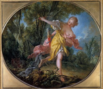 Sylvie huyendo del lobo que cazaba de François Boucher