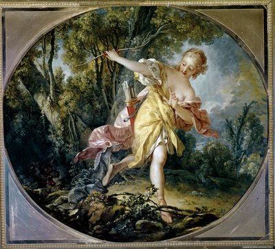 Sylvie huye del lobo que ha herido de François Boucher