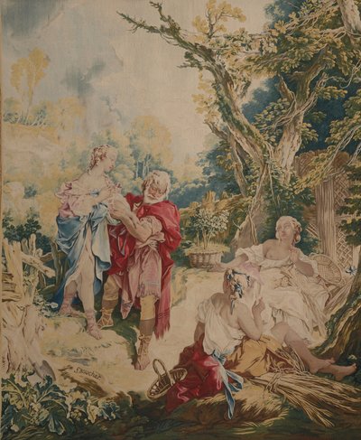Tapiz que muestra a Psique y el cesterero de François Boucher