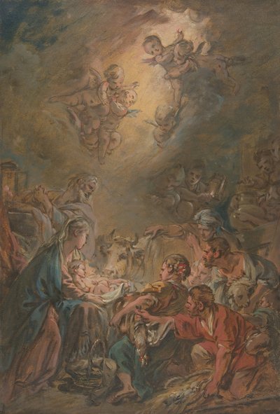 La adoración de los pastores de François Boucher