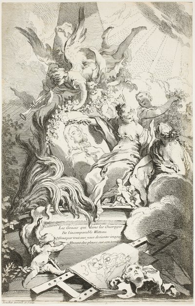Las Gracias en la tumba de Watteau de François Boucher