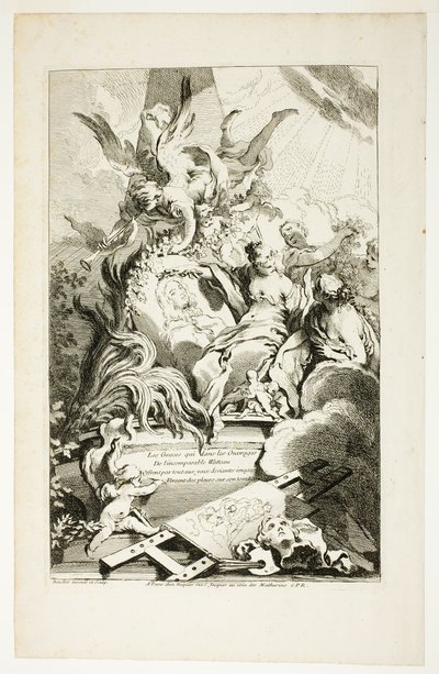 Las Gracias en la tumba de Watteau de François Boucher