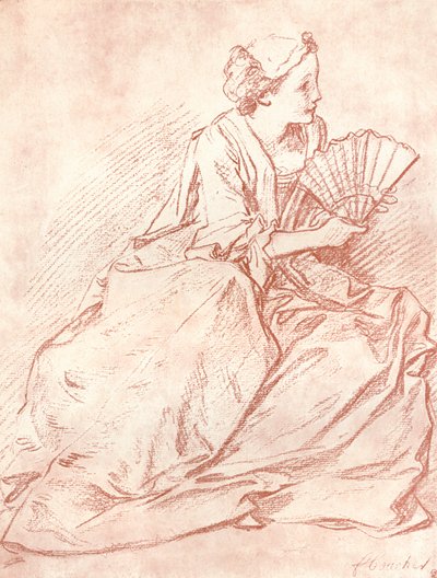 La Dama con el Abanico, siglo XVIII de François Boucher