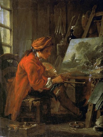 El pintor en su estudio Autorretrato, ca. 1730 de François Boucher