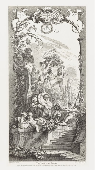 Triomphe de Priape (Triunfo de Príapo) en Nouveaux Morceaux pour des Paravents (Nuevos conceptos para Sc) de François Boucher