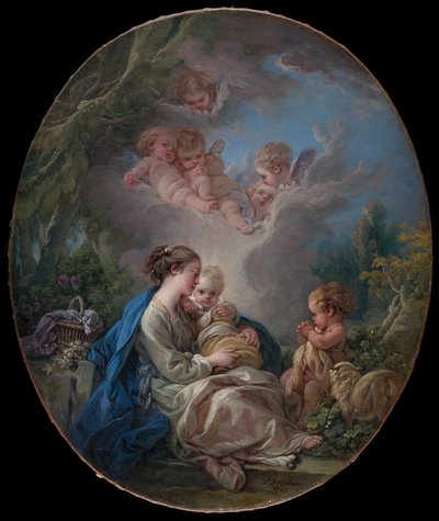 Virgen y Niño con el joven San Juan Bautista y ángeles, 1765 de François Boucher