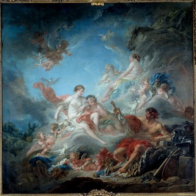 Vulcano o las fraguas de Vulcano presentando a Venus armas para Eneas de François Boucher