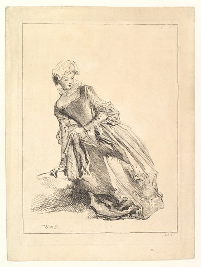 Mujer inclinada a la izquierda, 1722-28 de François Boucher