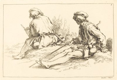 Pastores sentados de François Boucher after Abraham Bloemaert