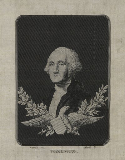 George Washington, c.1876 (seda tejida en telar jacquard sobre estera de papel con decoración de lámina de aleación de cobre) de François Carquillat