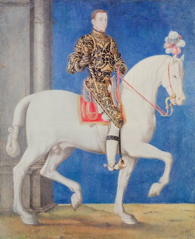 Retrato ecuestre presumiblemente del Delfín Enrique II (1519-59) c.1543 de François Clouet