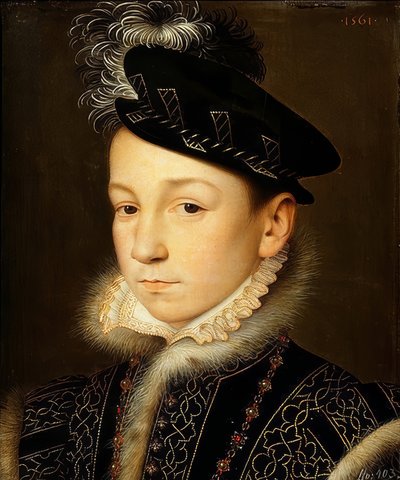 Rey Carlos IX de Francia (1550-1574), retrato de busto. 1561 de François Clouet