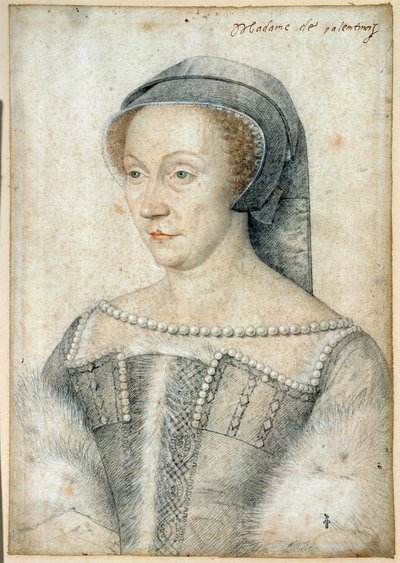 Retrato de Diana de Poitiers, Duquesa de Valentinois (1499 - 1566). Dibujo con piedra negra y sangre por François Clouet (1515-1572) de François Clouet