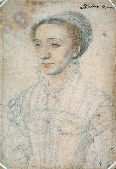 Retrato de Margarita de Francia, hija de Francisco I, Duquesa de Saboya (1523 - 1574). Dibujo con piedra negra y sangre por François Clouet (1515-1572) de François Clouet