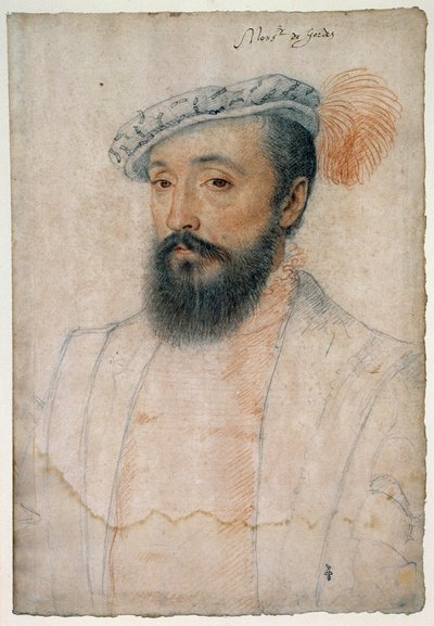 Retrato de Monseñor de Gordes (1513 - 1578). Dibujo a sangre y piedra negra por François Clouet (1515-1572) de François Clouet