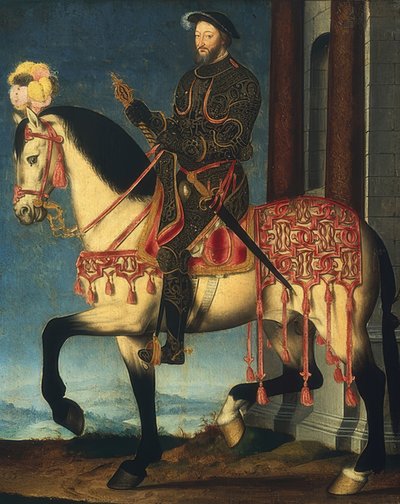 Retrato ecuestre de Francisco I, Rey de Francia. Alrededor de 1540 de François Clouet