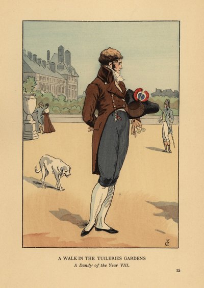Un paseo en los Jardines de las Tullerías. Un dandi del Año VIII de François Courboin