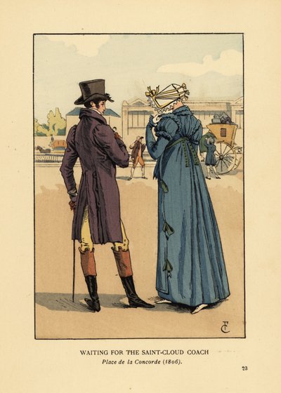Pareja esperando el coche de Saint-Cloud, Place de la Concorde de François Courboin
