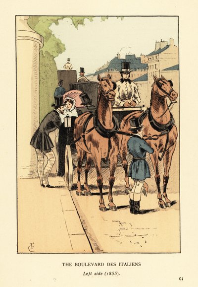 Carruajes de moda en el Boulevard des Italiens, lado izquierdo de François Courboin