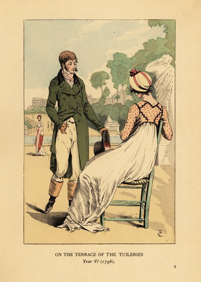 Pareja de moda en la terraza de las Tullerías, París, Año VI de François Courboin