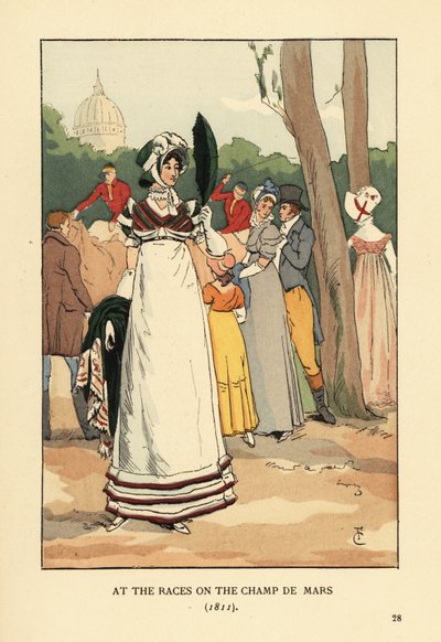 Mujer de moda en las carreras de caballos en el Champ de Mars de François Courboin