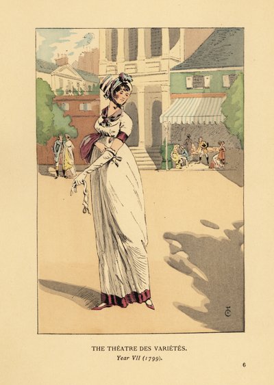 Mujer de moda frente al Teatro de Variedades, Boulevard Montmartre, Año VII de François Courboin