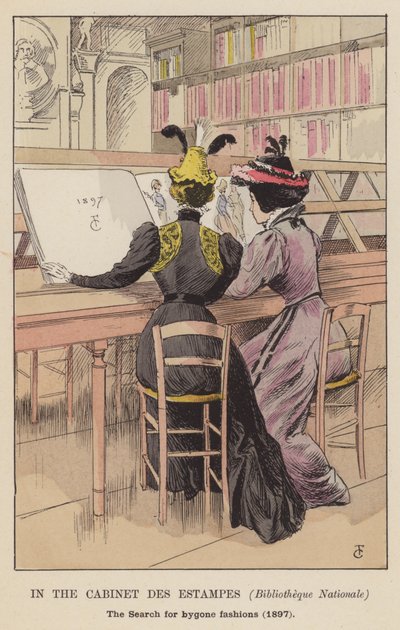 En el Cabinet des Estampes, Biblioteca Nacional, la búsqueda de modas pasadas, 1897 de François Courboin