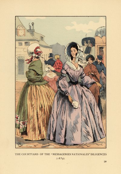 Mujeres esperando diligencias en París de François Courboin