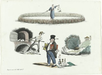 Caricatura sobre J.C. Backer, C. Seyn y S. van der Paauw, 1839 de François Desterbecq
