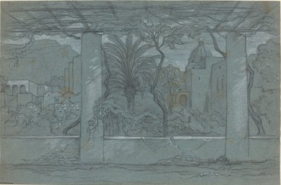 Una terraza y jardín en Capri [recto] de François Edouard Bertin